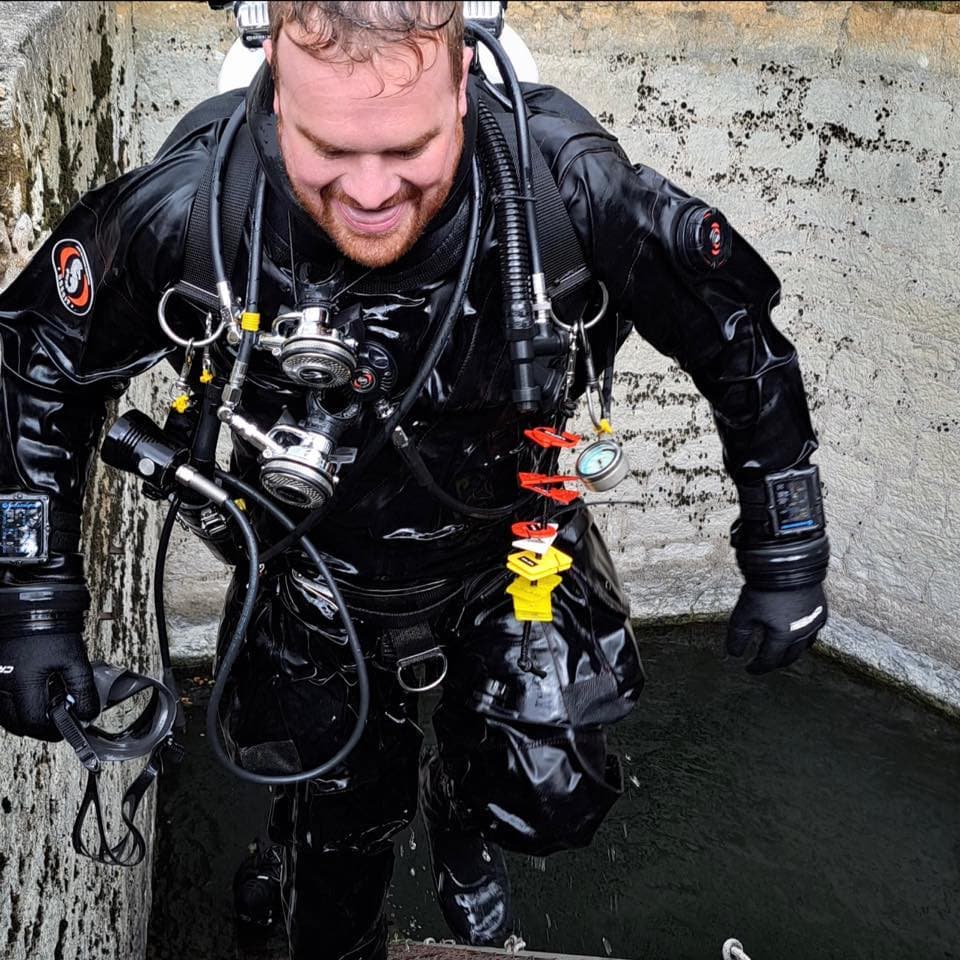 Diver exiting the water